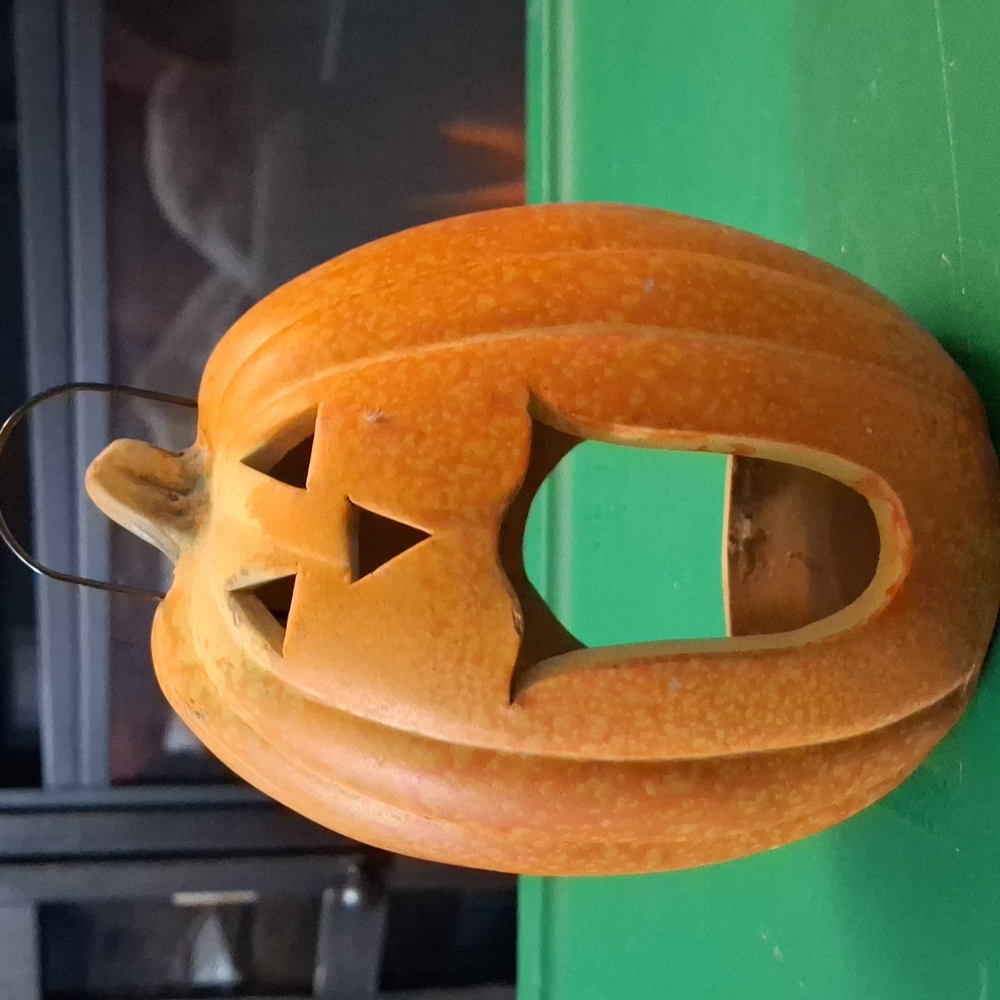 Carved Pumpkin Candle Holder